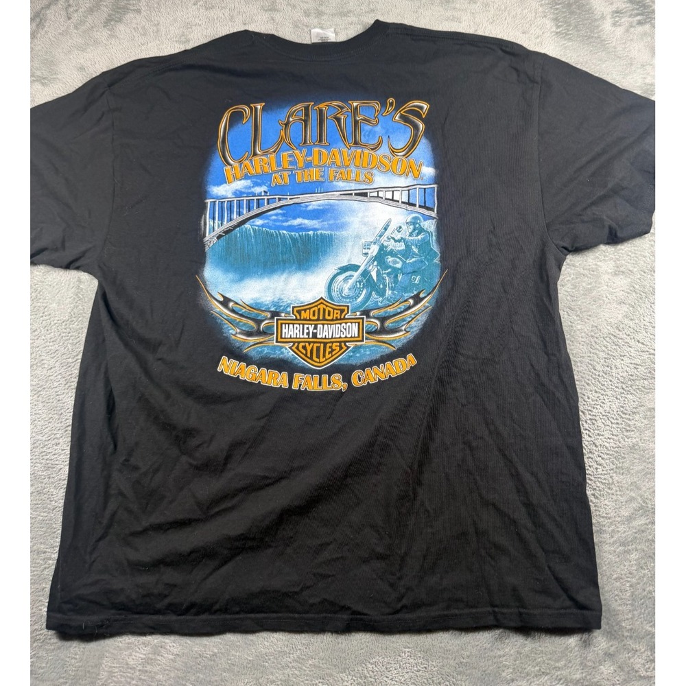 Harley Davidson Niagara Falls Canada T Shirt Mens 2XL Clare's Dealer Black Biker - Picture 7 of 7